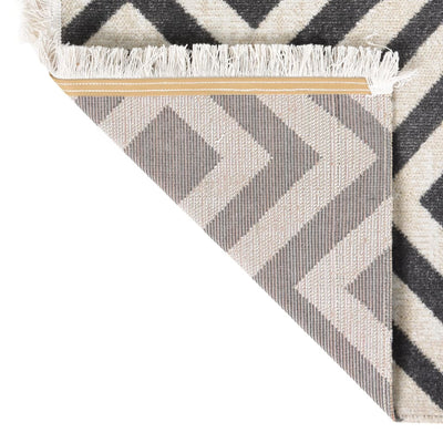 Buitenkleed platgeweven 80x150 cm lichtzwart en lichtbeige