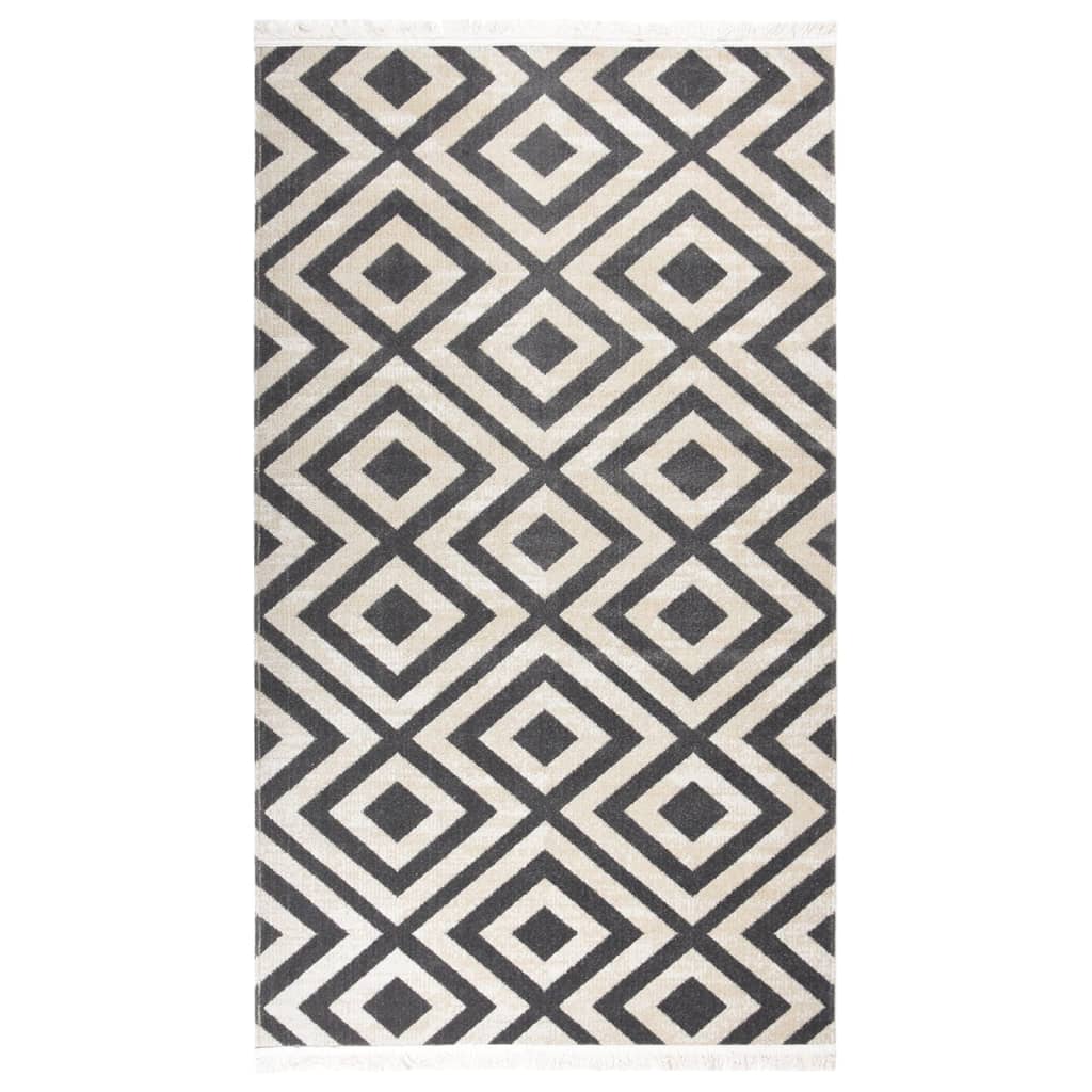 Buitenkleed platgeweven 115x170 cm lichtzwart en lichtbeige