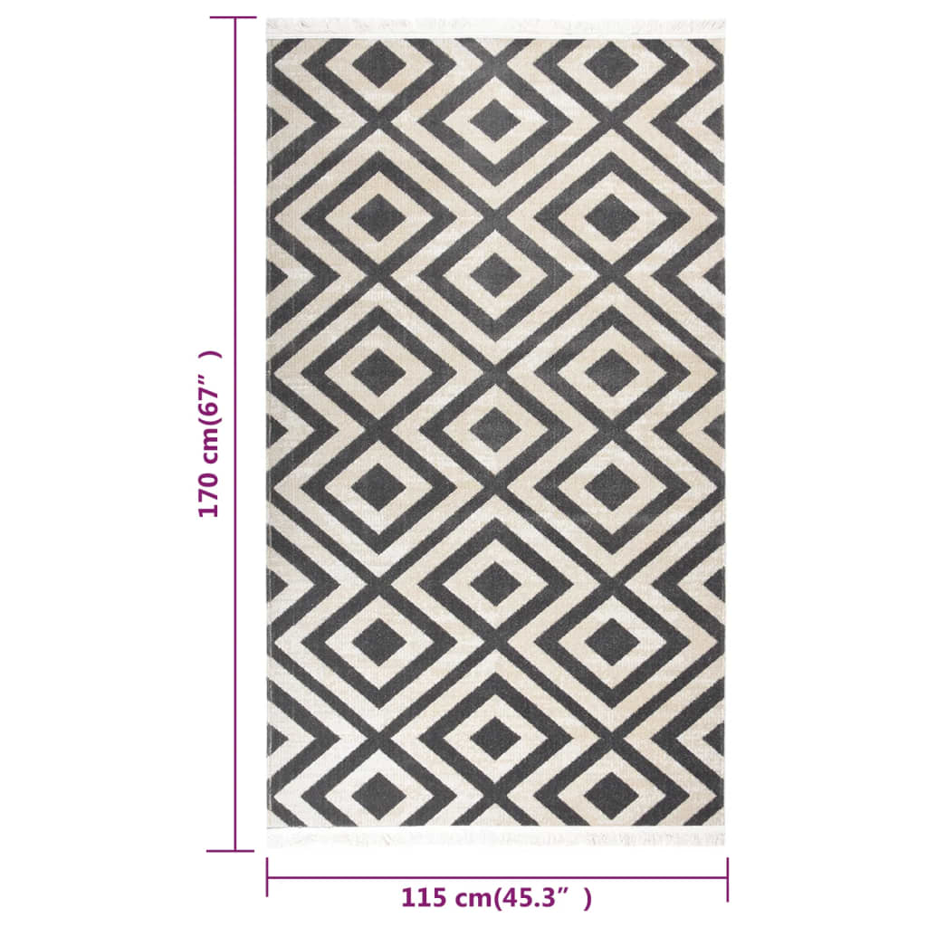 Buitenkleed platgeweven 115x170 cm lichtzwart en lichtbeige