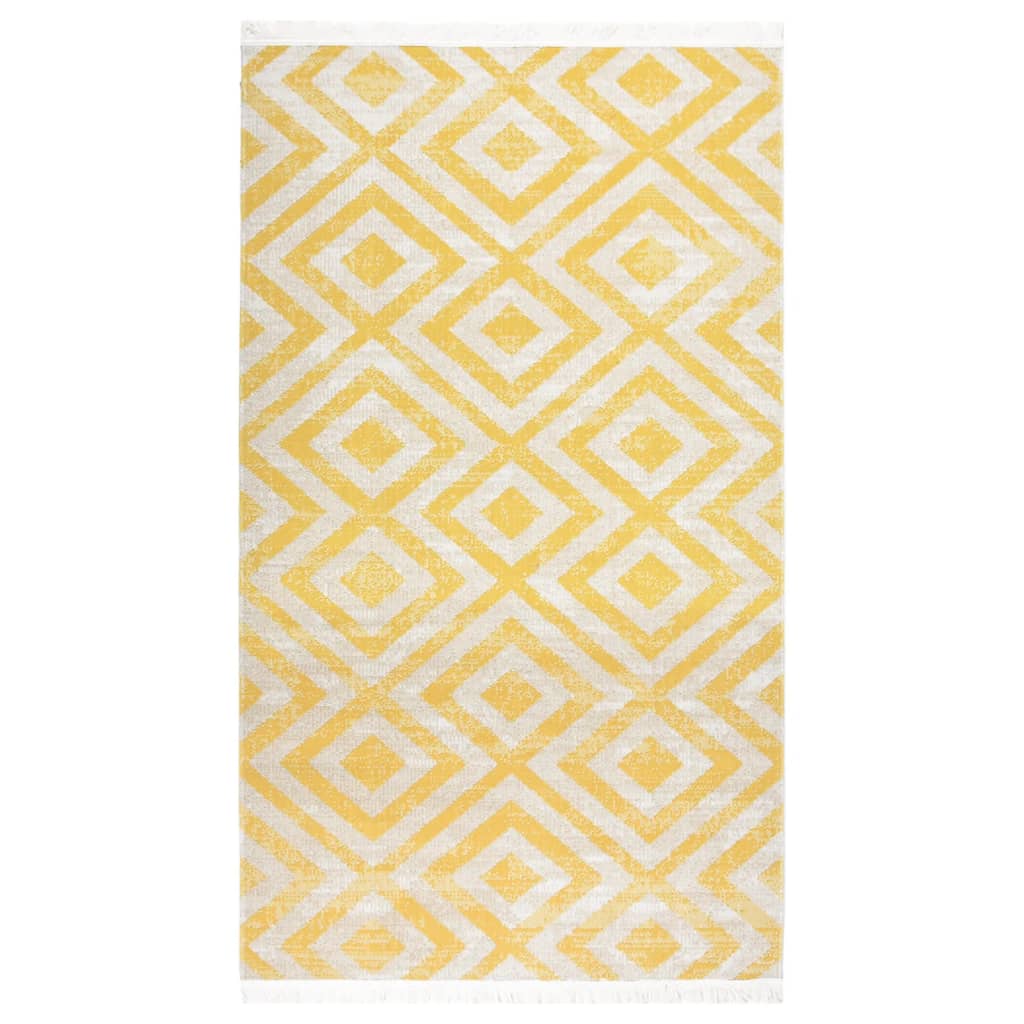 Buitenkleed platgeweven 115x170 cm geel en beige