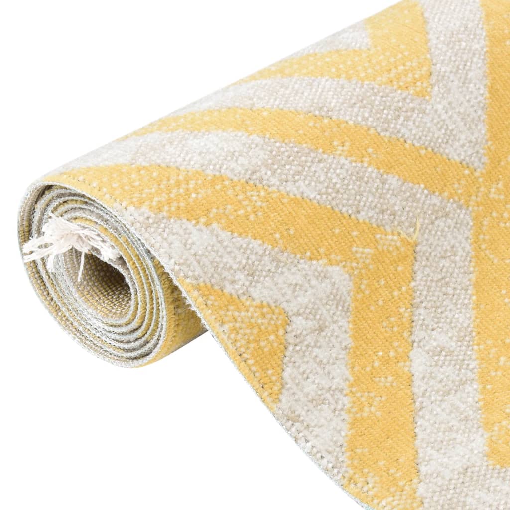 Buitenkleed platgeweven 115x170 cm geel en beige