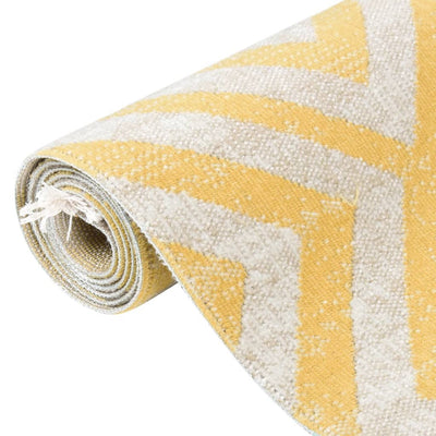 Buitenkleed platgeweven 115x170 cm geel en beige