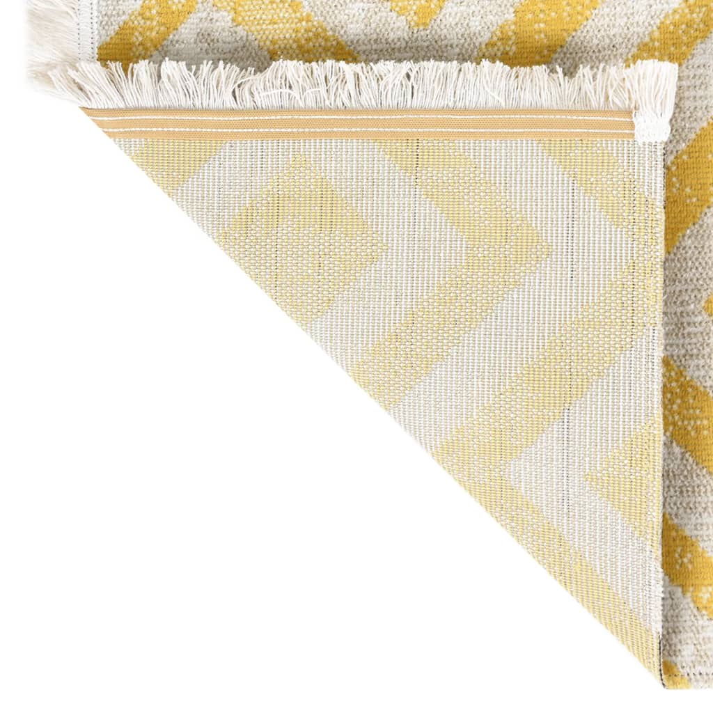 Buitenkleed platgeweven 115x170 cm geel en beige