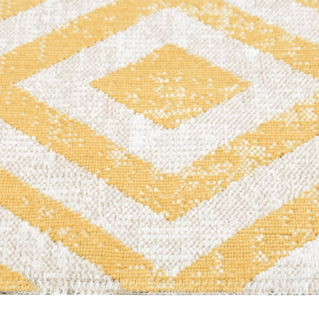 Buitenkleed platgeweven 115x170 cm geel en beige