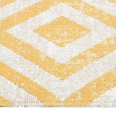 Buitenkleed platgeweven 115x170 cm geel en beige