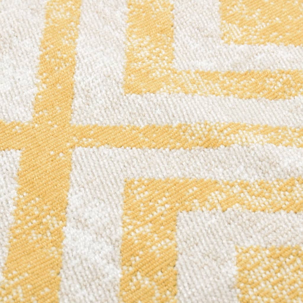 Buitenkleed platgeweven 115x170 cm geel en beige