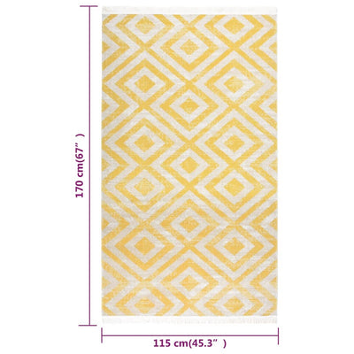 Buitenkleed platgeweven 115x170 cm geel en beige
