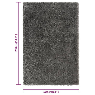 Vloerkleed shaggy hoogpolig 50 mm 160x230 cm antracietkleurig
