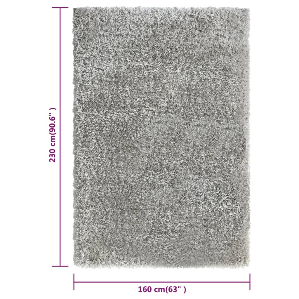 Vloerkleed shaggy hoogpolig 50 mm 160x230 cm grijs