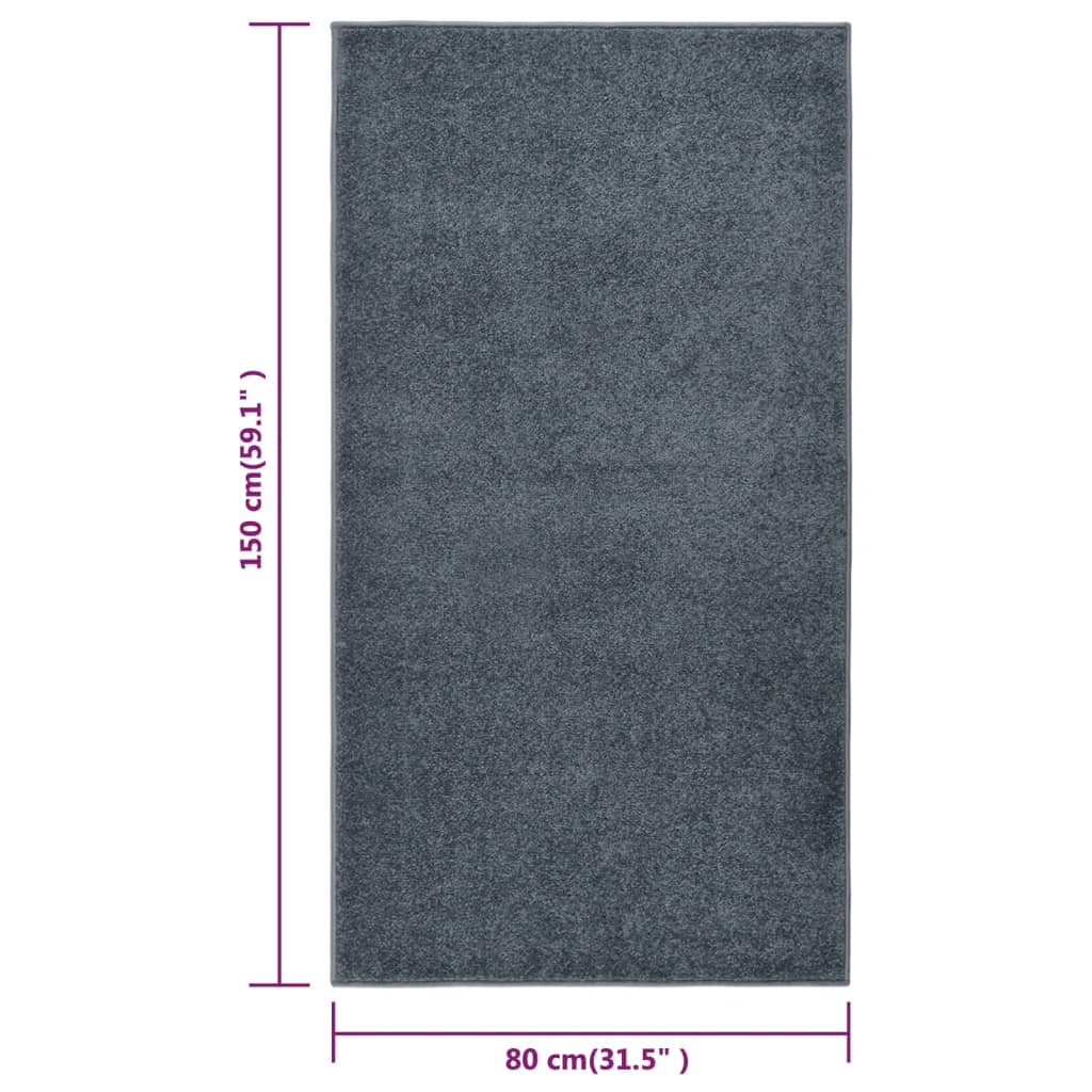 Vloerkleed kortpolig 80x150 cm antracietkleurig