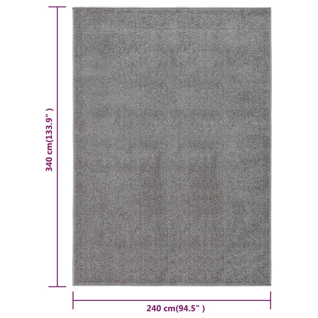 Vloerkleed kortpolig 240x340 cm grijs