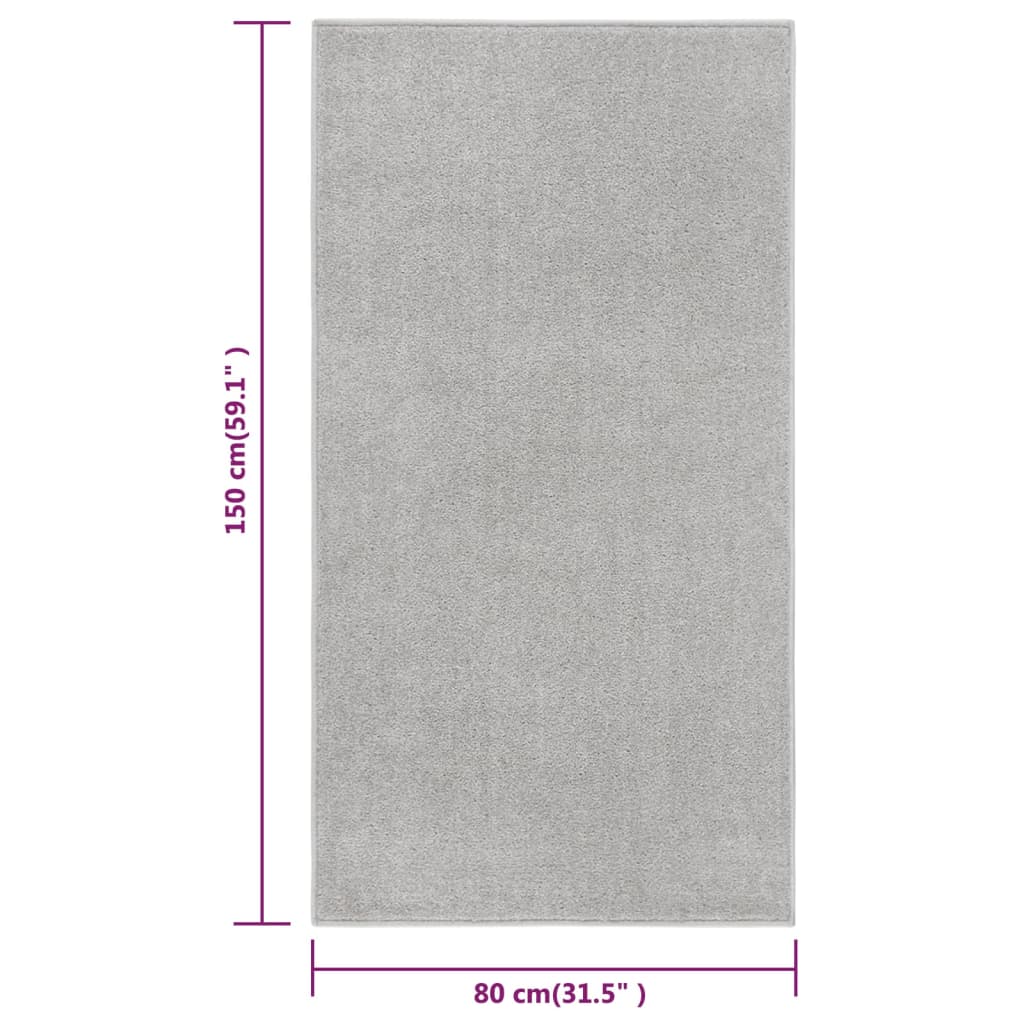 Vloerkleed kortpolig 80x150 cm lichtgrijs