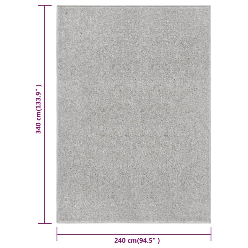 Vloerkleed kortpolig 240x340 cm lichtgrijs