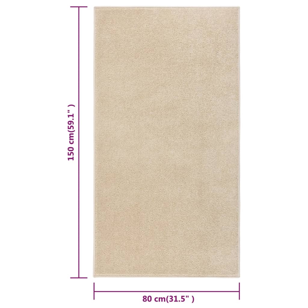 Vloerkleed kortpolig 80x150 cm beige