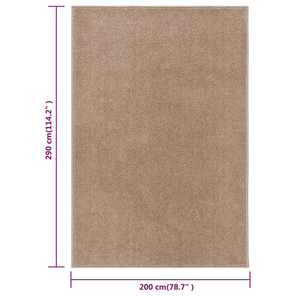 Vloerkleed kortpolig 200x290 cm bruin