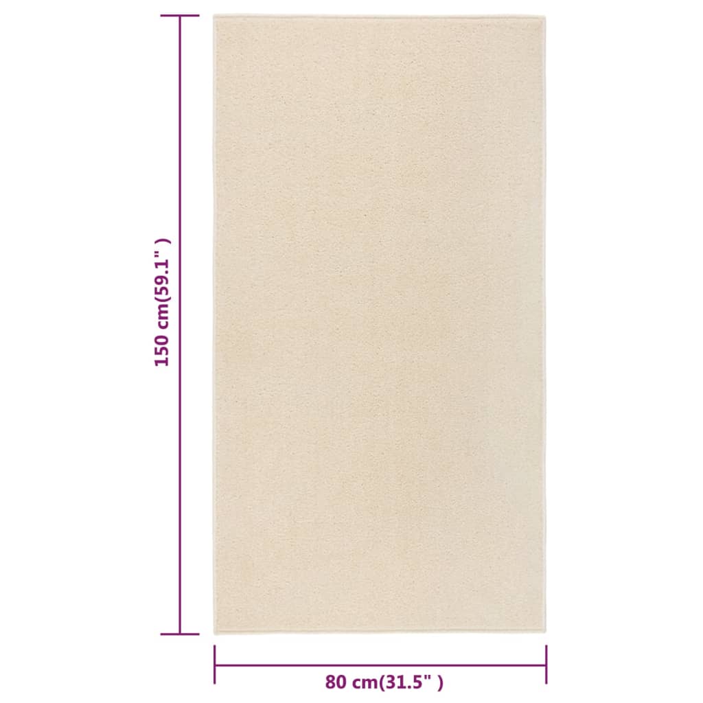 Vloerkleed kortpolig 80x150 cm crèmekleurig
