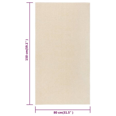 Vloerkleed kortpolig 80x150 cm crèmekleurig