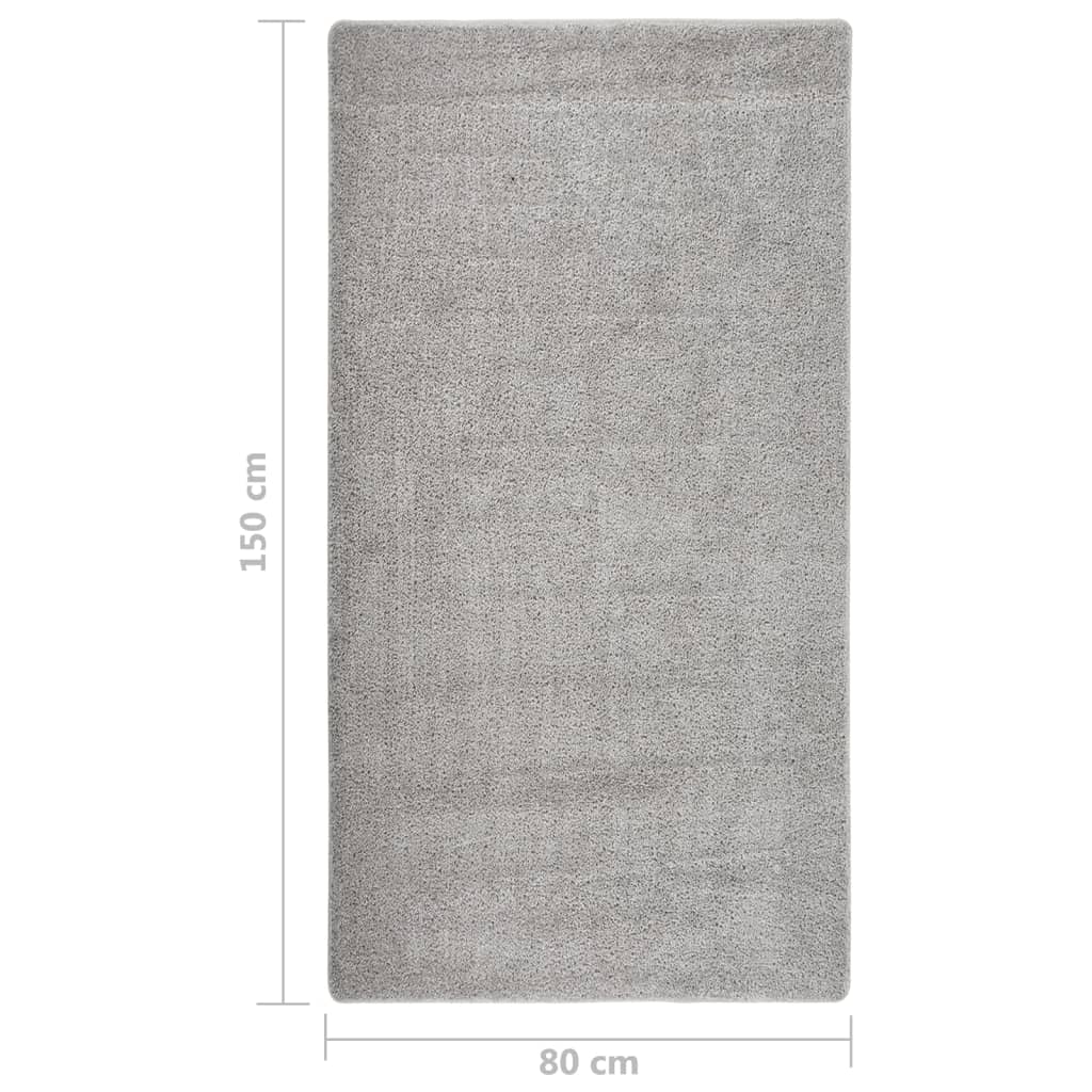 Vloerkleed shaggy anti-slip 80x150 cm lichtgrijs
