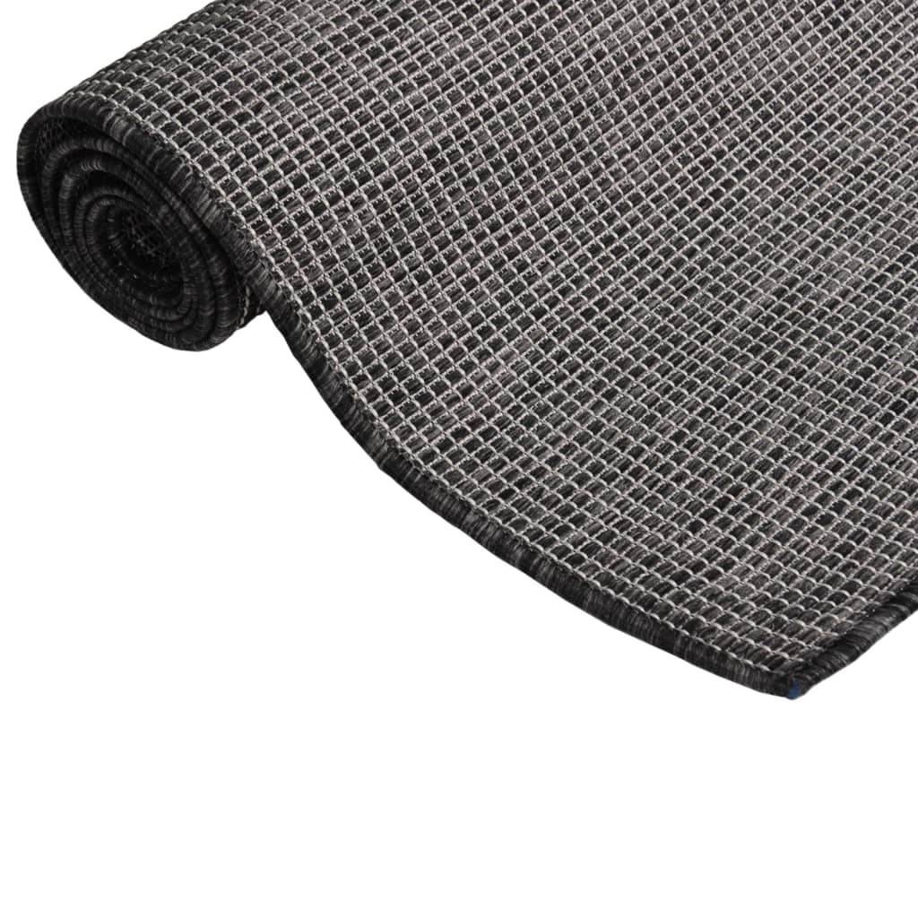 Buitenkleed platgeweven 80x150 cm grijs