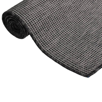 Buitenkleed platgeweven 100x200 cm grijs