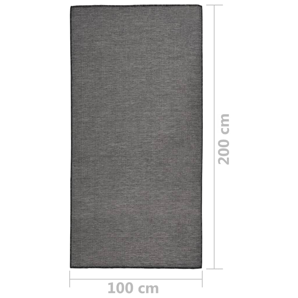 Buitenkleed platgeweven 100x200 cm grijs