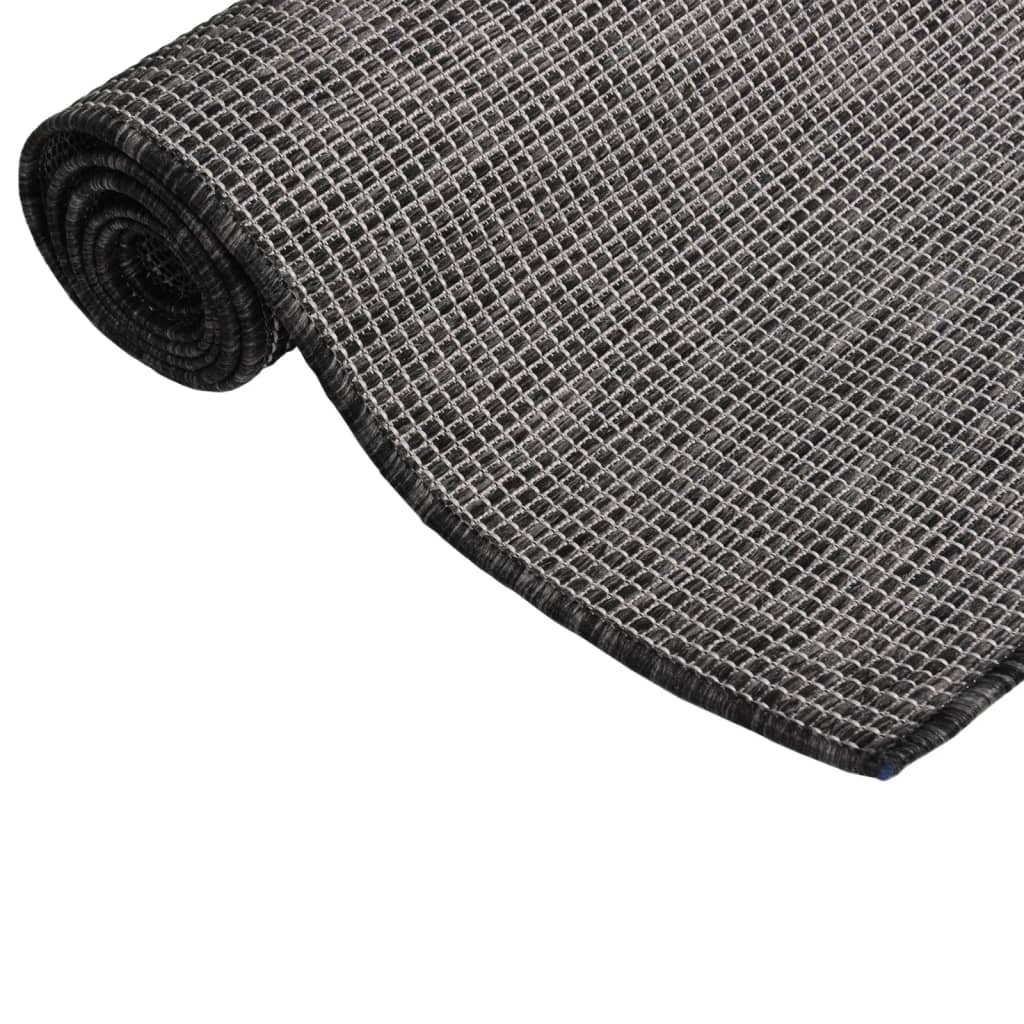 Buitenkleed platgeweven 140x200 cm grijs