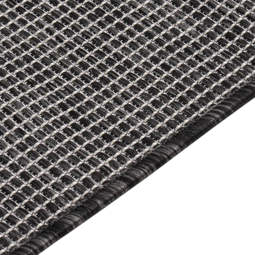 Buitenkleed platgeweven 140x200 cm grijs