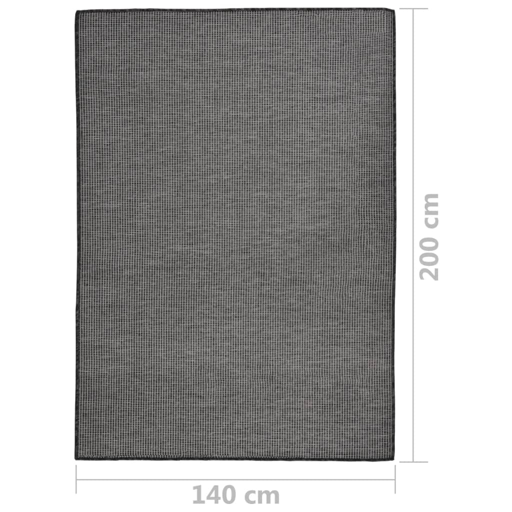 Buitenkleed platgeweven 140x200 cm grijs