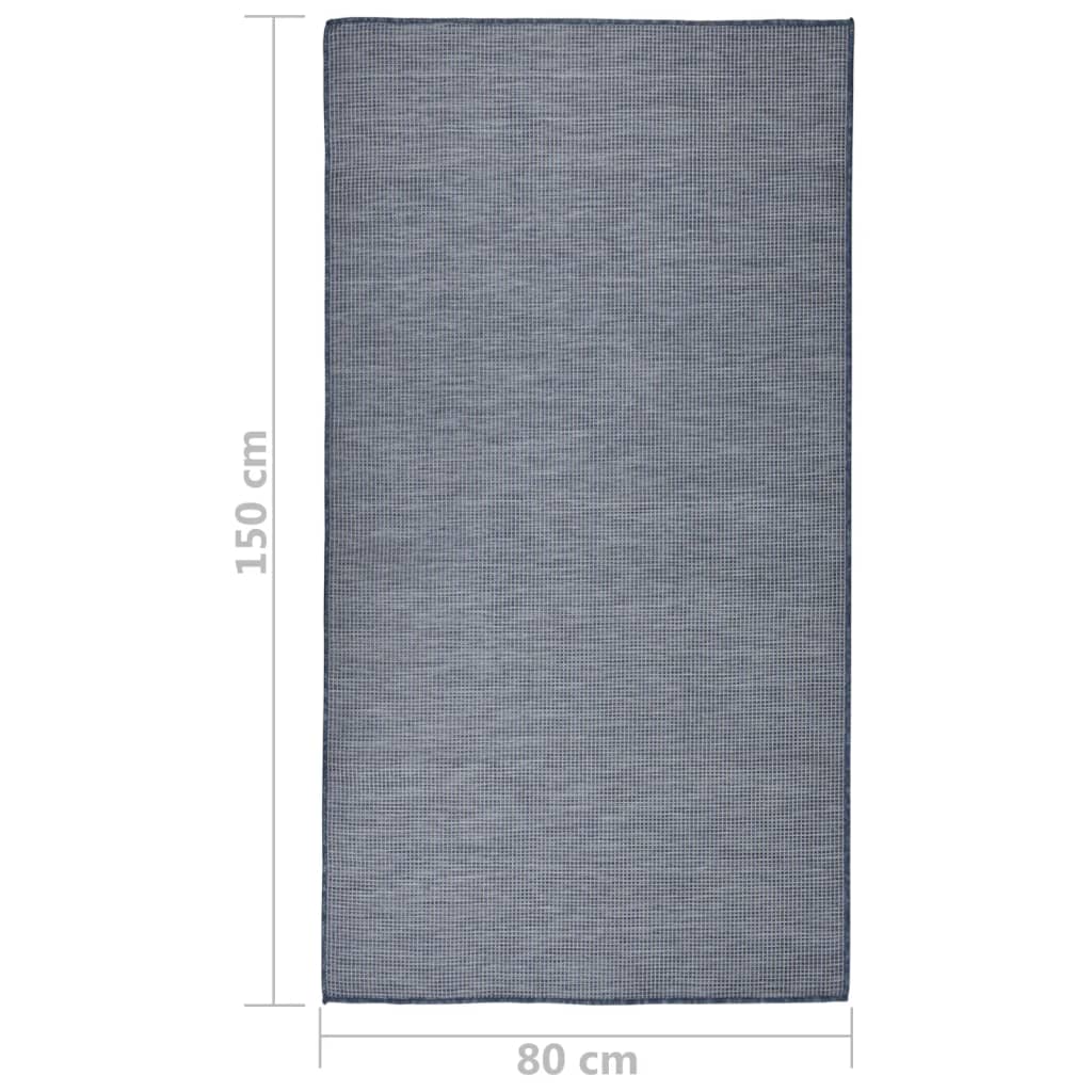 Buitenkleed platgeweven 80x150 cm blauw