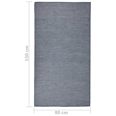 Buitenkleed platgeweven 80x150 cm blauw