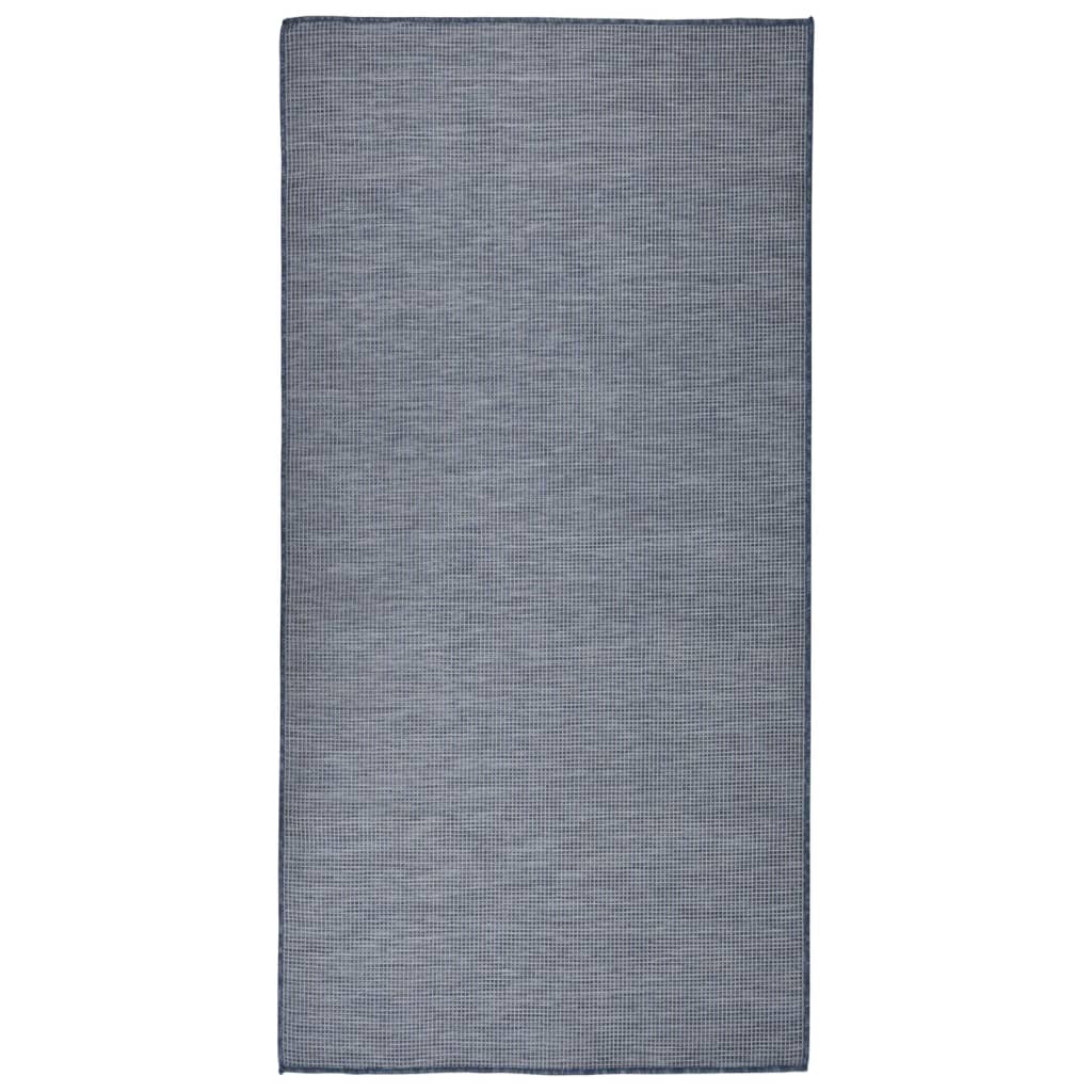 Buitenkleed platgeweven 100x200 cm blauw