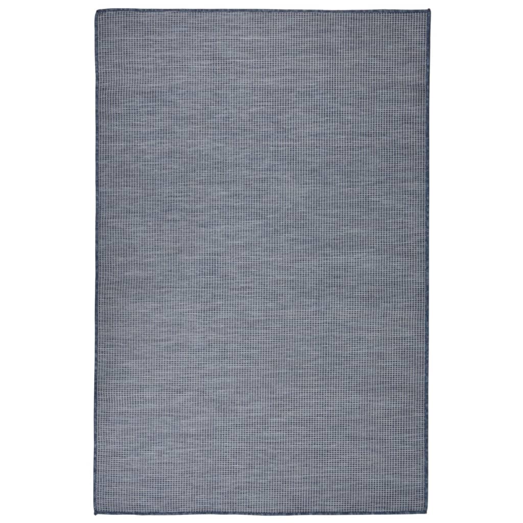 Buitenkleed platgeweven 120x170 cm blauw