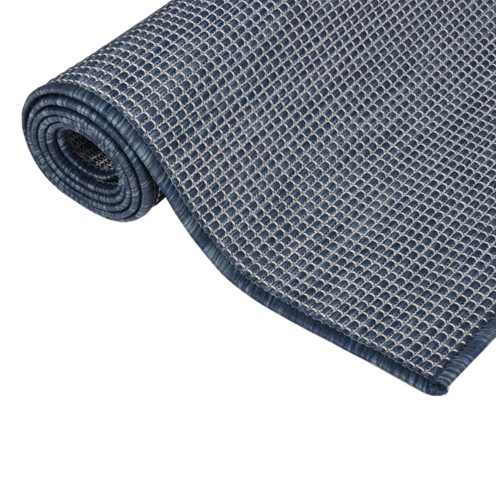 Buitenkleed platgeweven 120x170 cm blauw