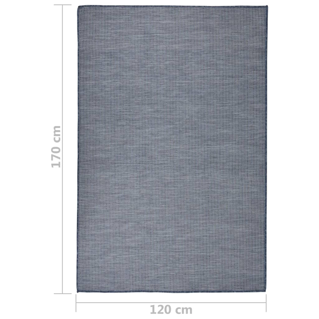 Buitenkleed platgeweven 120x170 cm blauw