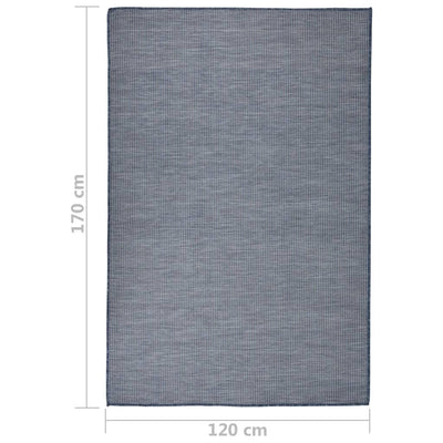Buitenkleed platgeweven 120x170 cm blauw