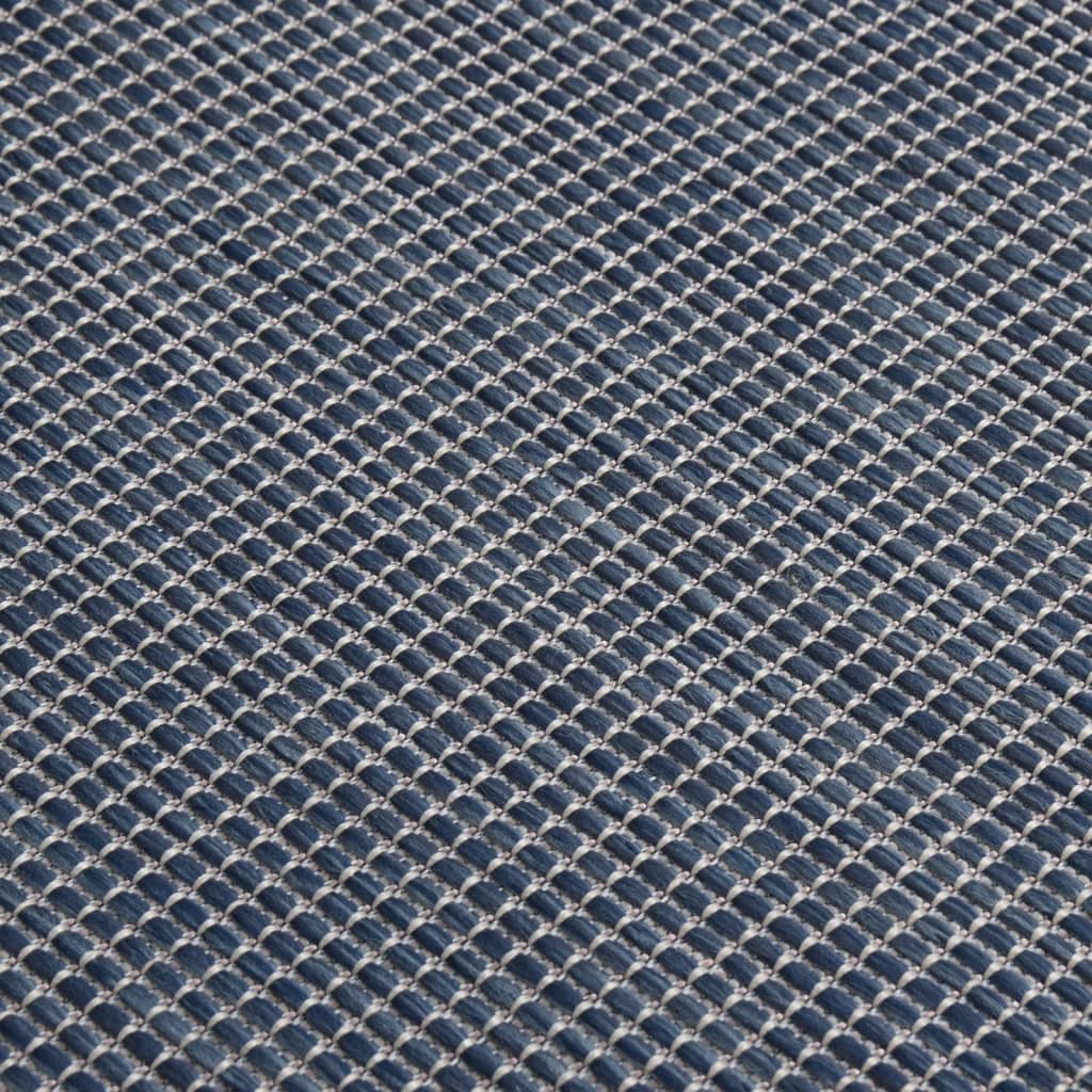 Buitenkleed platgeweven 140x200 cm blauw