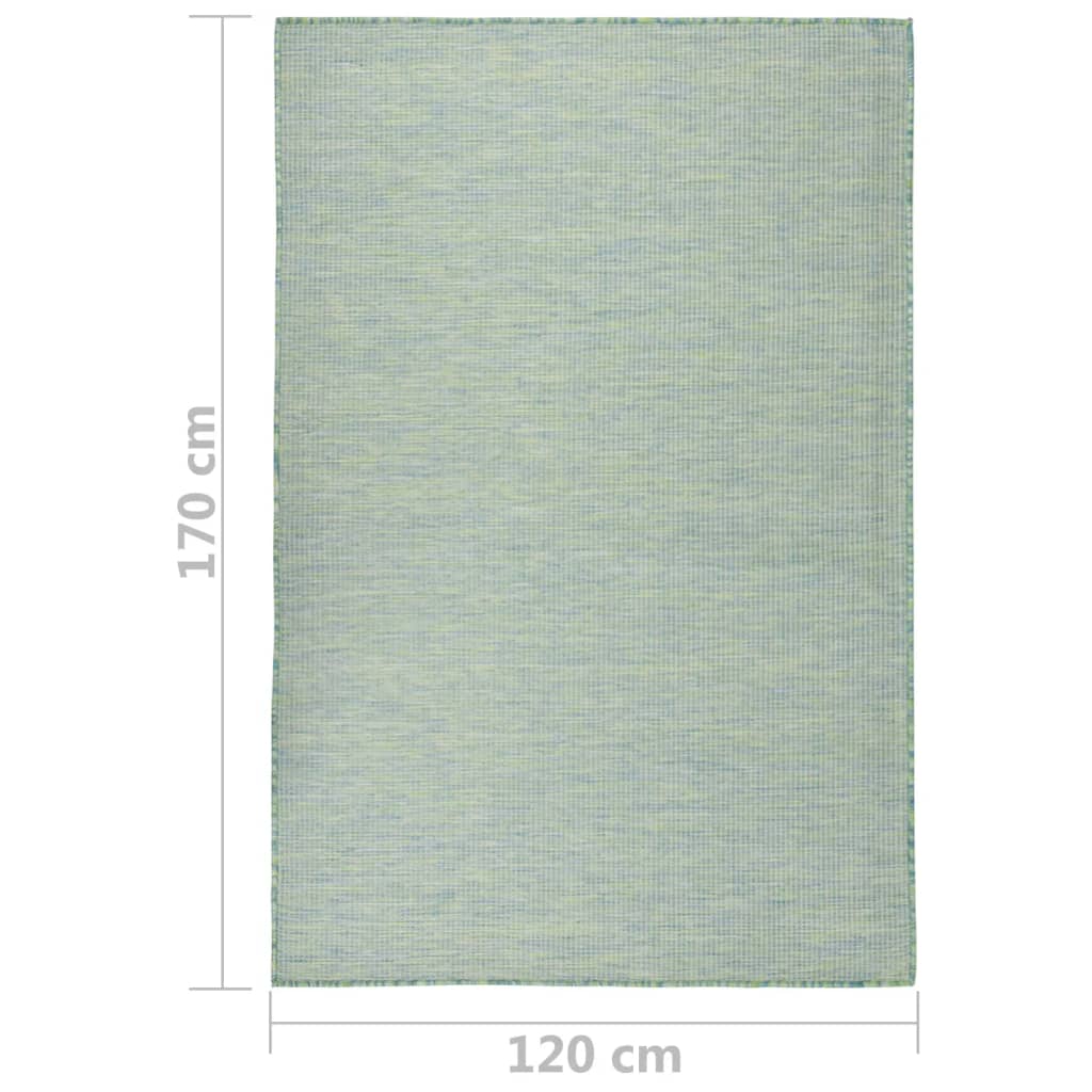 Buitenkleed platgeweven 120x170 cm turquoise