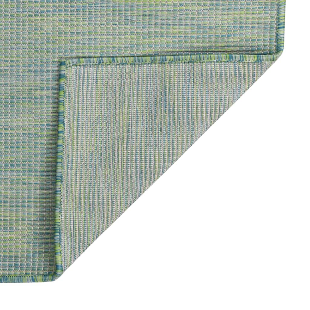 Buitenkleed platgeweven 140x200 cm turquoise