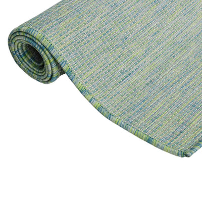 Buitenkleed platgeweven 140x200 cm turquoise