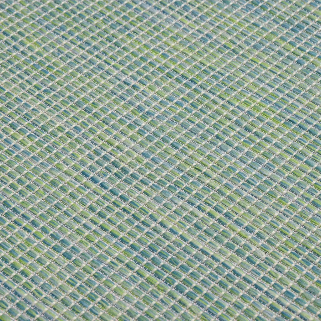 Buitenkleed platgeweven 140x200 cm turquoise