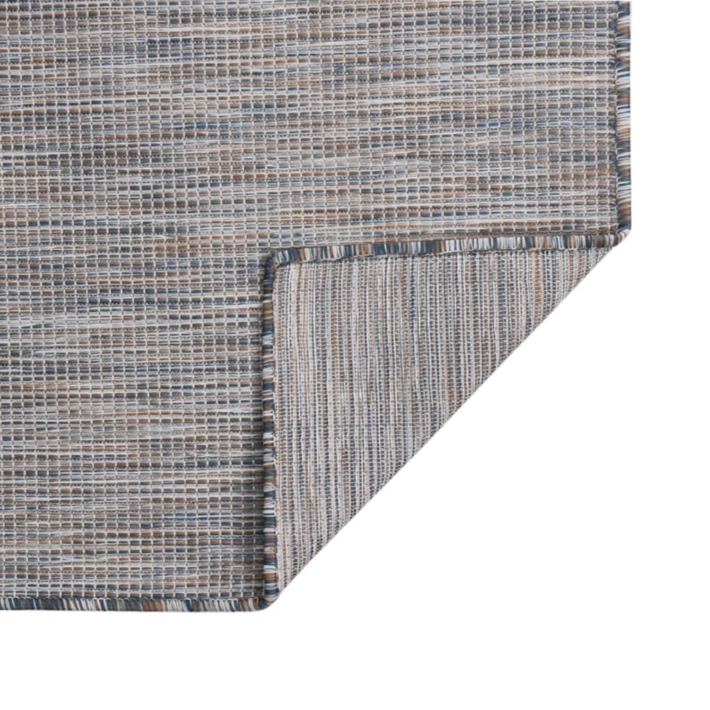 Buitenkleed platgeweven 80x150 cm bruin en blauw