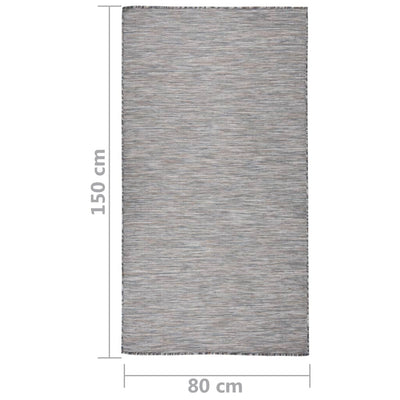 Buitenkleed platgeweven 80x150 cm bruin en blauw