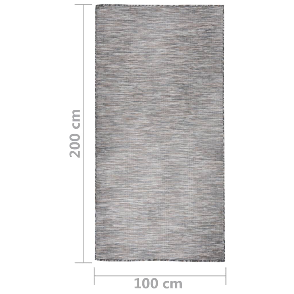 Buitenkleed platgeweven 100x200 cm bruin en blauw