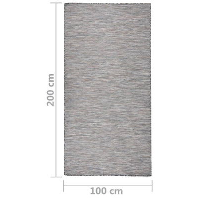 Buitenkleed platgeweven 100x200 cm bruin en blauw