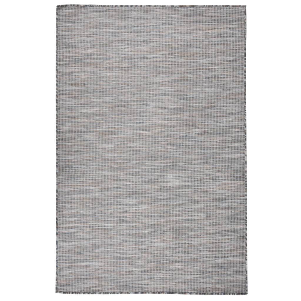 Buitenkleed platgeweven 120x170 cm bruin en blauw