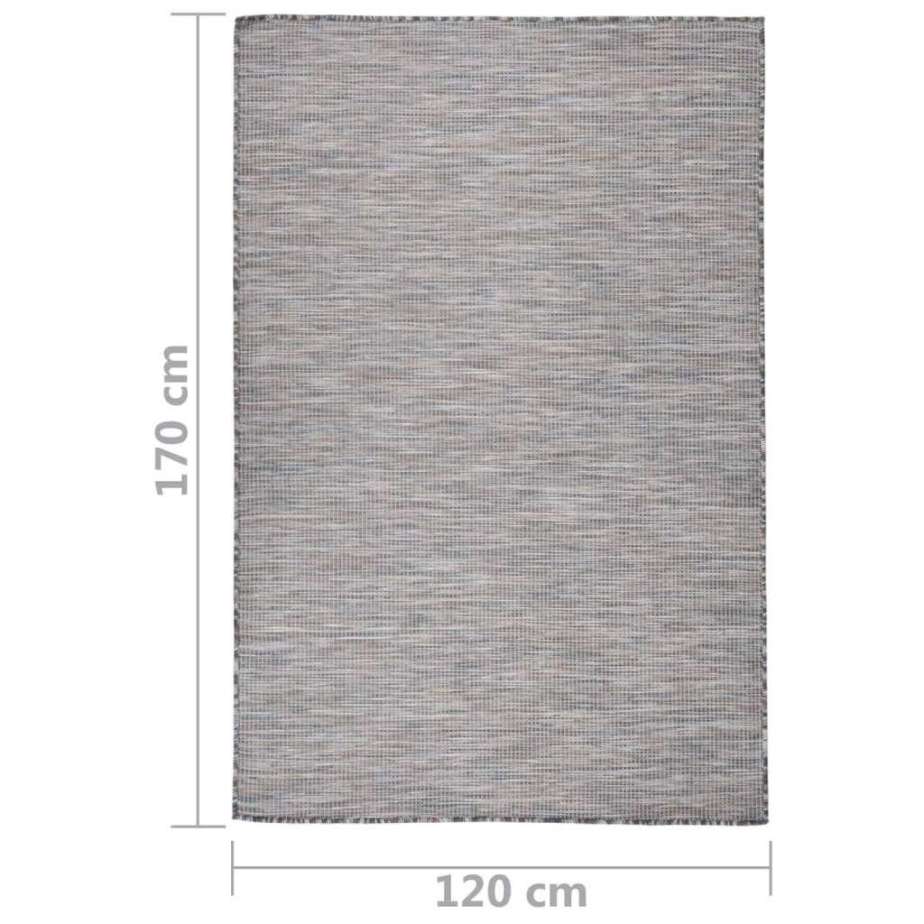 Buitenkleed platgeweven 120x170 cm bruin en blauw