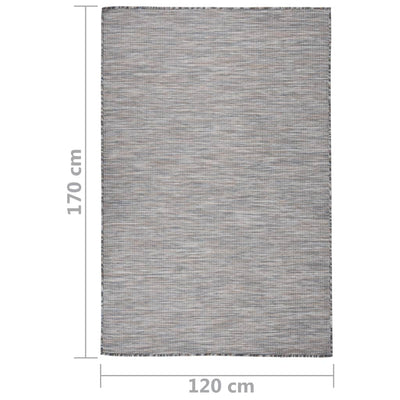Buitenkleed platgeweven 120x170 cm bruin en blauw