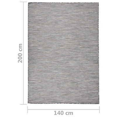 Buitenkleed platgeweven 140x200 cm bruin en blauw