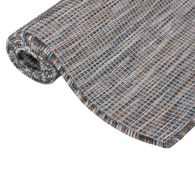 Buitenkleed platgeweven 160x230 cm bruin en blauw