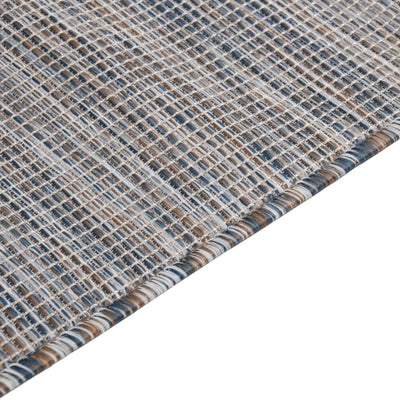 Buitenkleed platgeweven 160x230 cm bruin en blauw